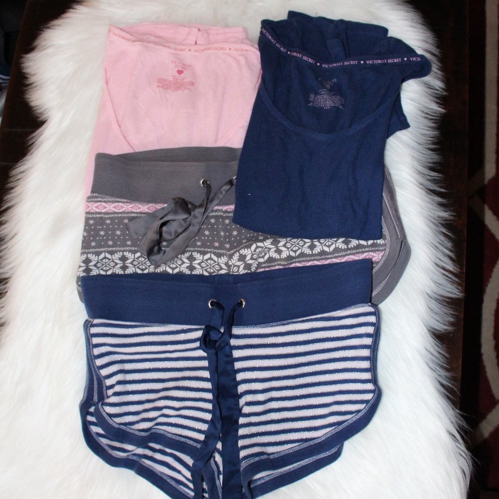 2 sets of Victoria's Secret, loungewear shorts and short sleeve PJ sets..